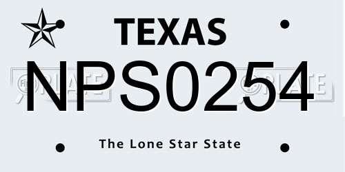 NPS0254 Texas License Plate