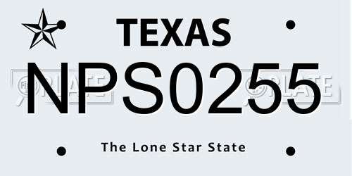 NPS0255 Texas License Plate
