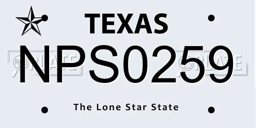 NPS0259 Texas License Plate