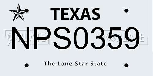 NPS0359 Texas License Plate