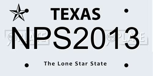 NPS2013 Texas License Plate