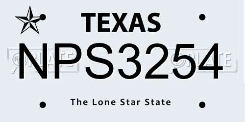 NPS3254 Texas License Plate