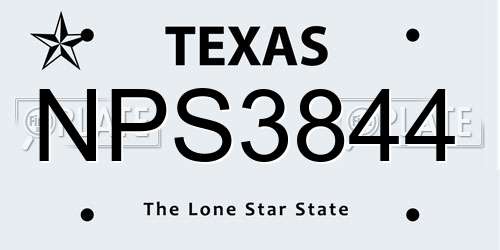 NPS3844 Texas License Plate