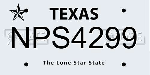NPS4299 Texas License Plate