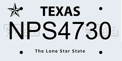 NPS4730 Texas License Plate
