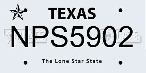 NPS5902 Texas License Plate