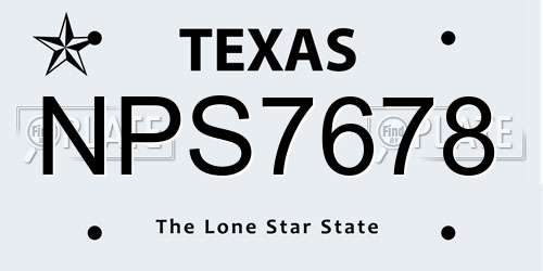 NPS7678 Texas License Plate