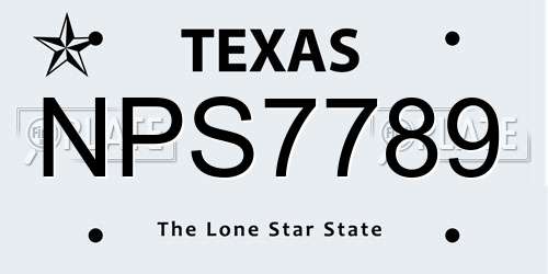 NPS7789 Texas License Plate