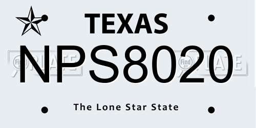 NPS8020 Texas License Plate