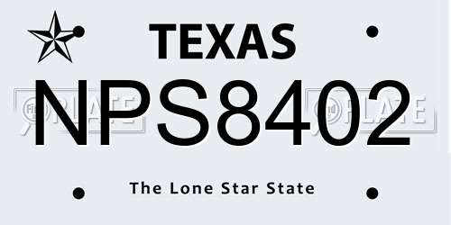 NPS8402 Texas License Plate
