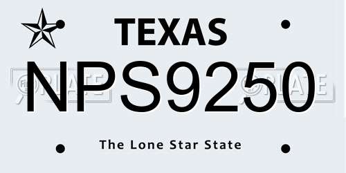 NPS9250 Texas License Plate