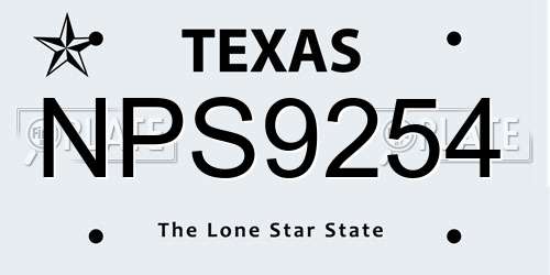 NPS9254 Texas License Plate