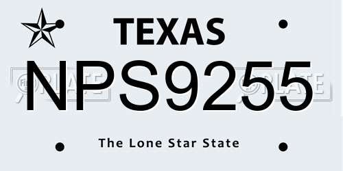 NPS9255 Texas License Plate