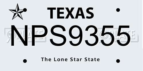 NPS9355 Texas License Plate