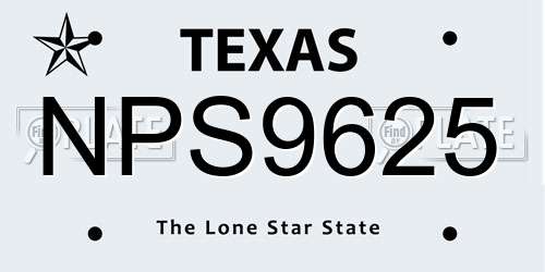 NPS9625 Texas License Plate