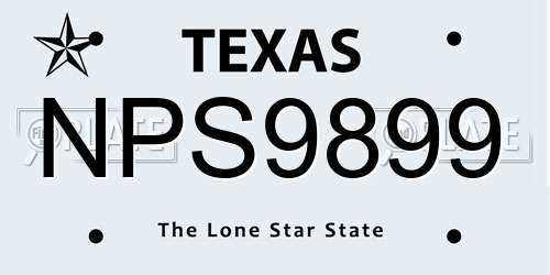 NPS9899 Texas License Plate