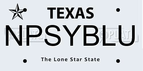 NPSYBLU Texas License Plate