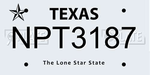 NPT3187 Texas License Plate