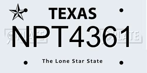 NPT4361 Texas License Plate
