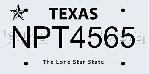 NPT4565 Texas License Plate