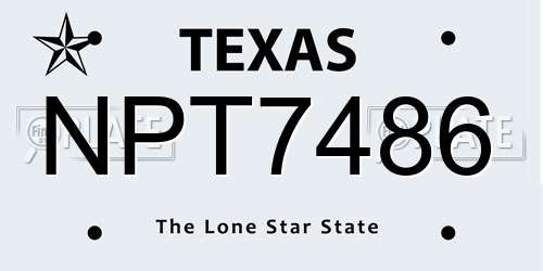 NPT7486 Texas License Plate