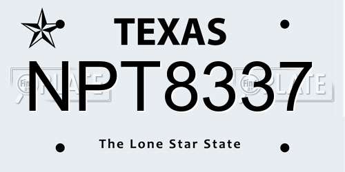 NPT8337 Texas License Plate