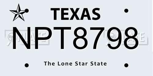 NPT8798 Texas License Plate