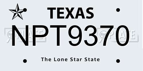 NPT9370 Texas License Plate