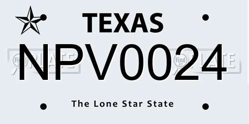 NPV0024 Texas License Plate