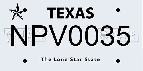 NPV0035 Texas License Plate