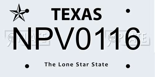 NPV0116 Texas License Plate