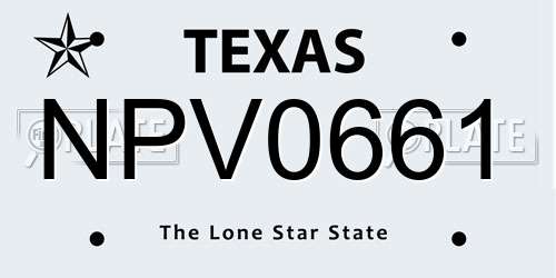 NPV0661 Texas License Plate
