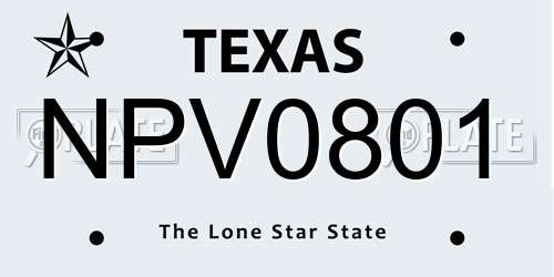 NPV0801 Texas License Plate