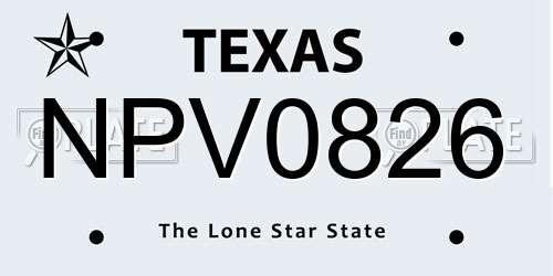 NPV0826 Texas License Plate