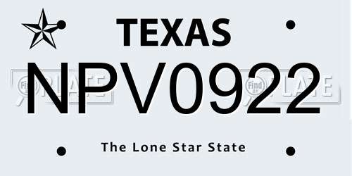 NPV0922 Texas License Plate