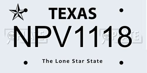 NPV1118 Texas License Plate