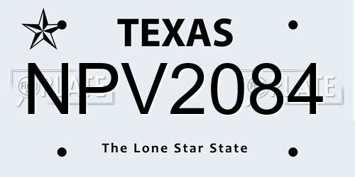 NPV2084 Texas License Plate