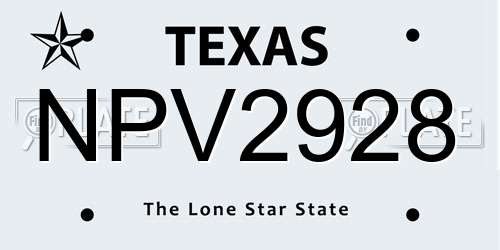 NPV2928 Texas License Plate