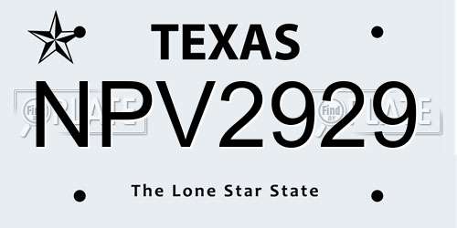 NPV2929 Texas License Plate