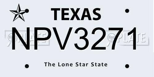 NPV3271 Texas License Plate