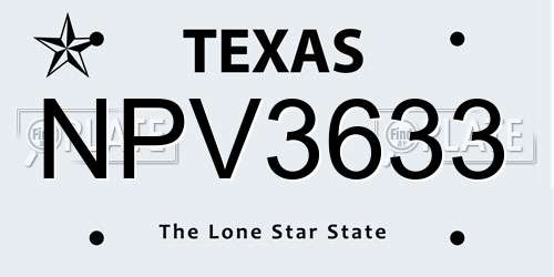 NPV3633 Texas License Plate