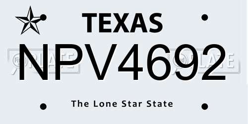 NPV4692 Texas License Plate