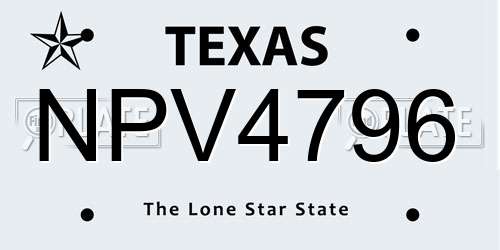 NPV4796 Texas License Plate