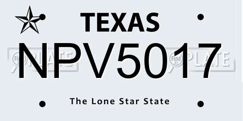 NPV5017 Texas License Plate