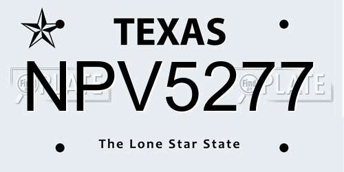 NPV5277 Texas License Plate