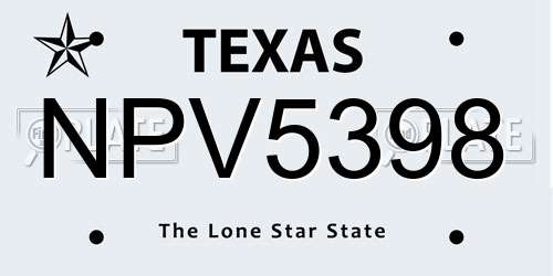 NPV5398 Texas License Plate