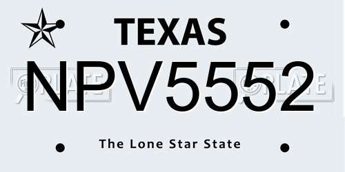 NPV5552 Texas License Plate