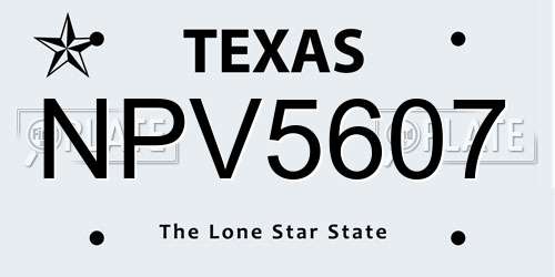 NPV5607 Texas License Plate