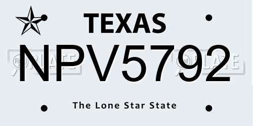 NPV5792 Texas License Plate
