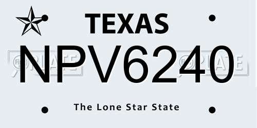 NPV6240 Texas License Plate